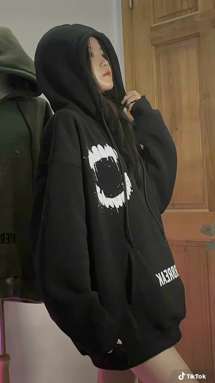 Áo Hoodie Tanazi Dài Tay Form Rộng Unisex Vải Nỉ Bông Hình In INTERBREAK 2 Màu , áo khoác hoodie cặp đôi ulzzang nam nữ