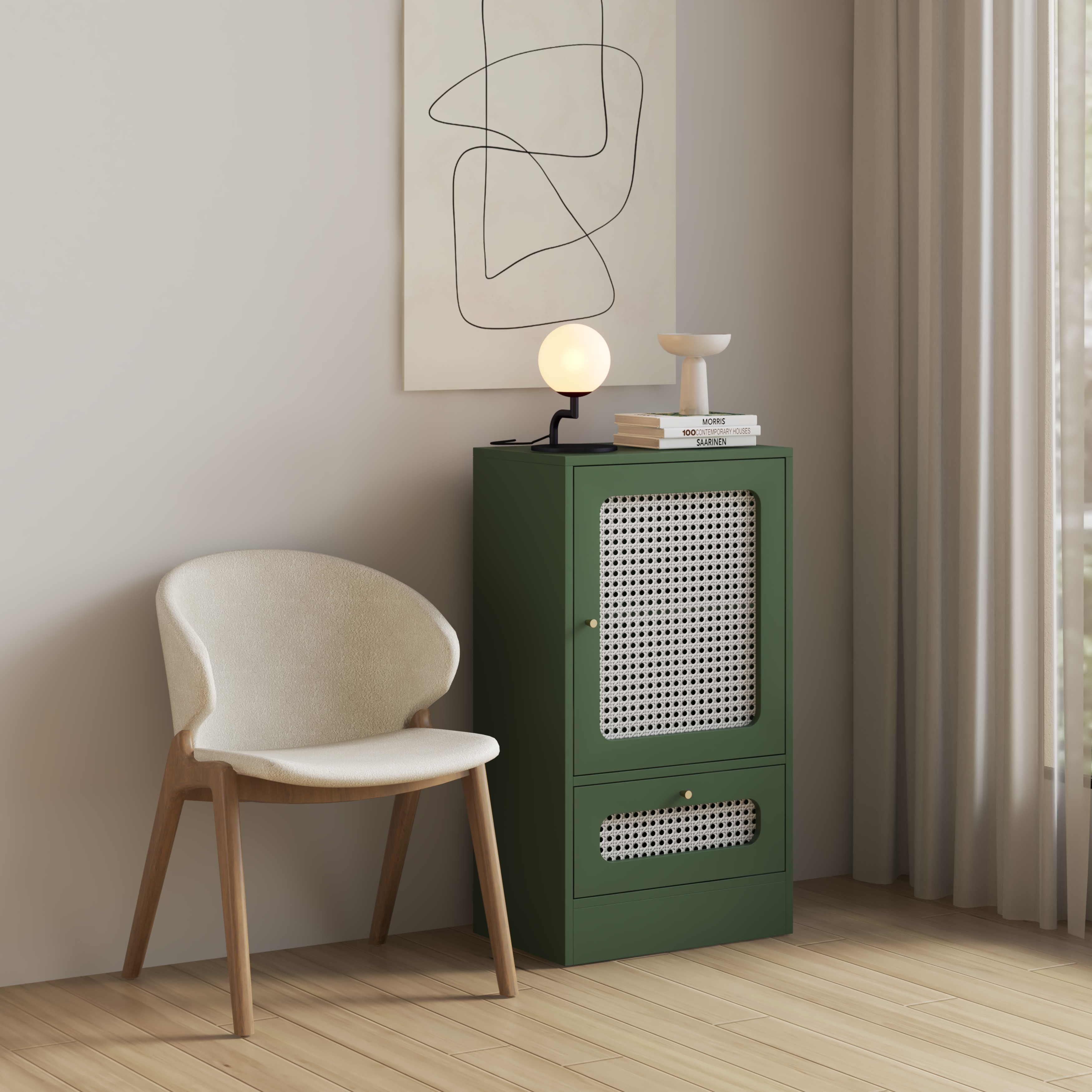 [Happy Home Furniture] MEYDAN, Tủ đựng đồ cánh mây , 50cm x 32cm x 90cm ( DxRxC), TCM_049