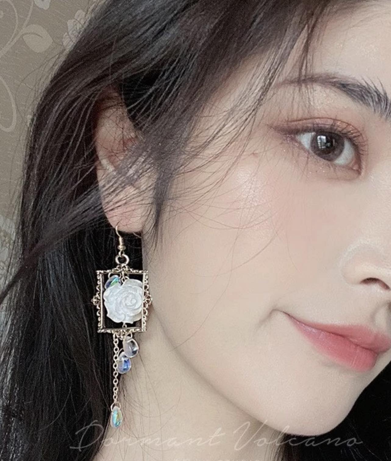 Bông tai hình Hoa Hồng phong cách vitage tiểu thư cho nữ