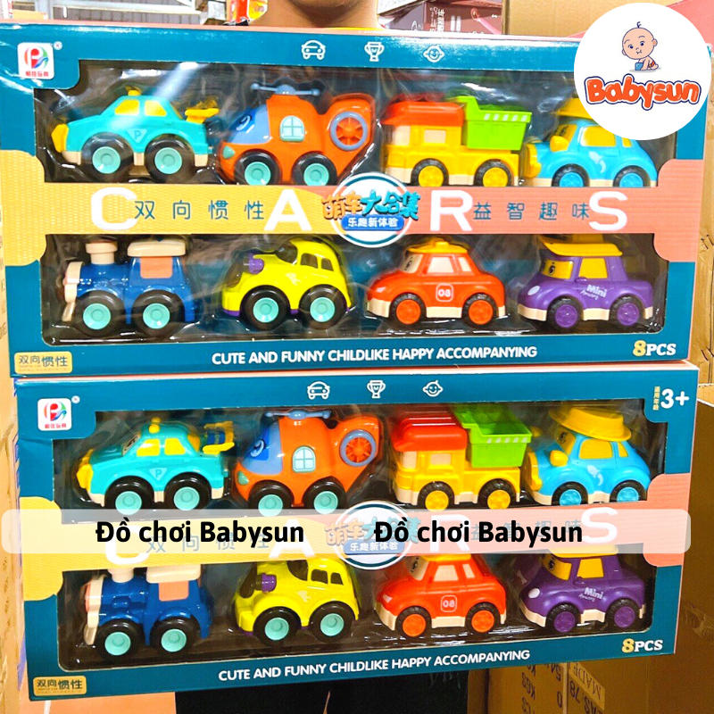 Đồ chơi xe ô tô chạy bánh đà loại 8 xe cao cấp có hộp đựng cho bé