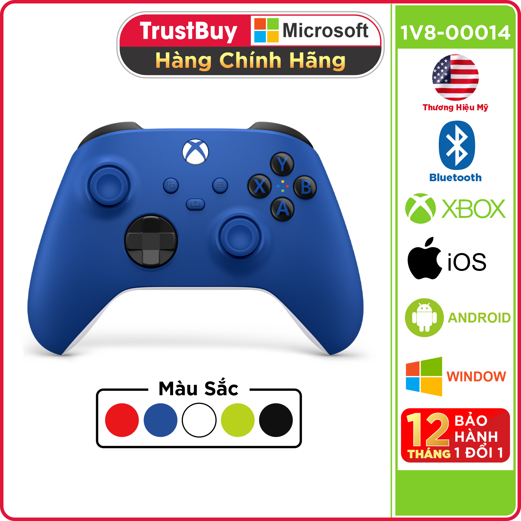 Tay Cầm Chơi Game Không Dây Bluetooth Microsoft XBOX - Hàng Chính Hãng