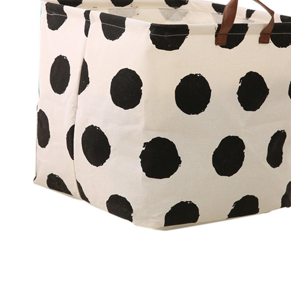 2x Folding Laundry Hamper Makeup Storage Basket for Home Office-Dots