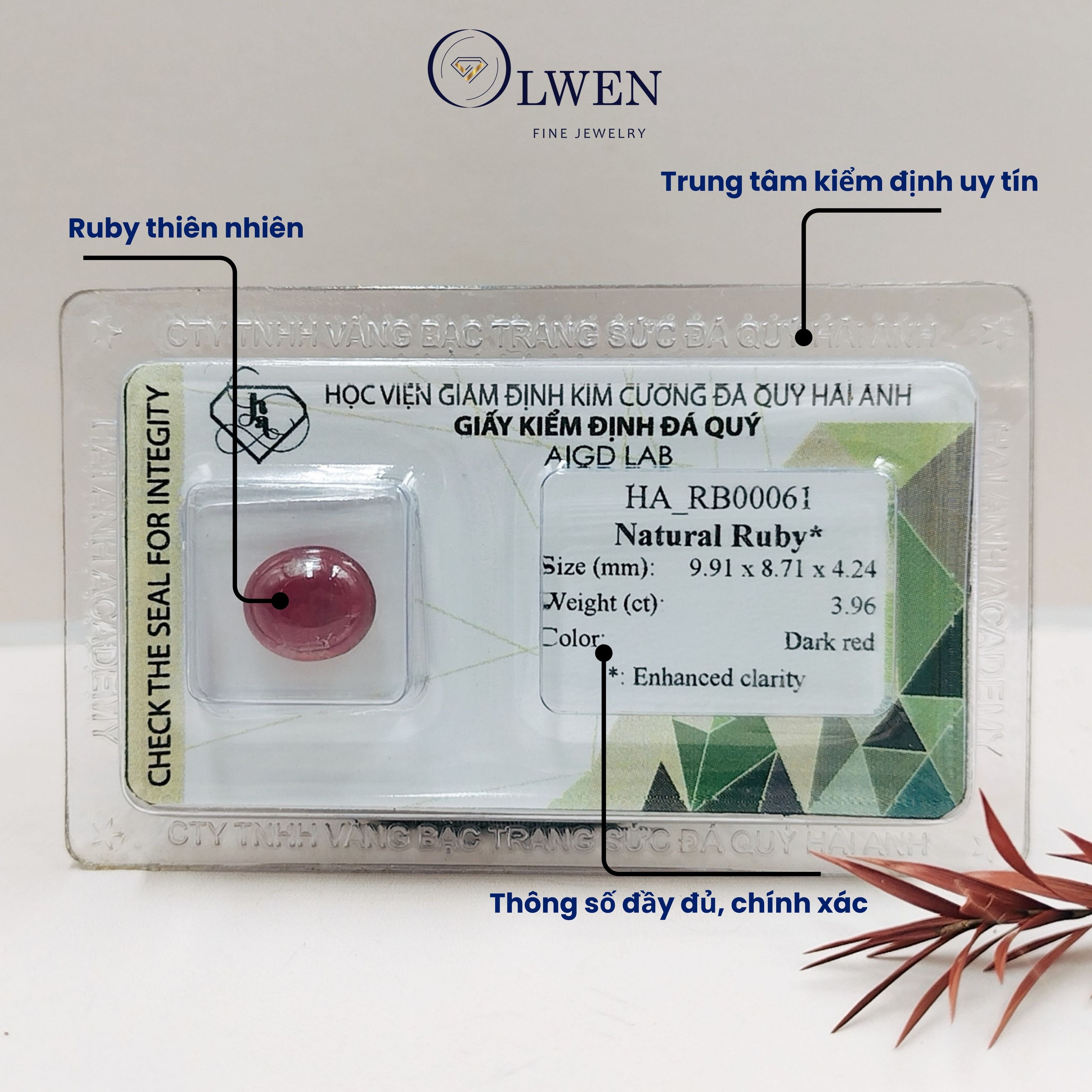Viên đá Ruby thiên nhiên kiểm định AIGD_HA-RB00061