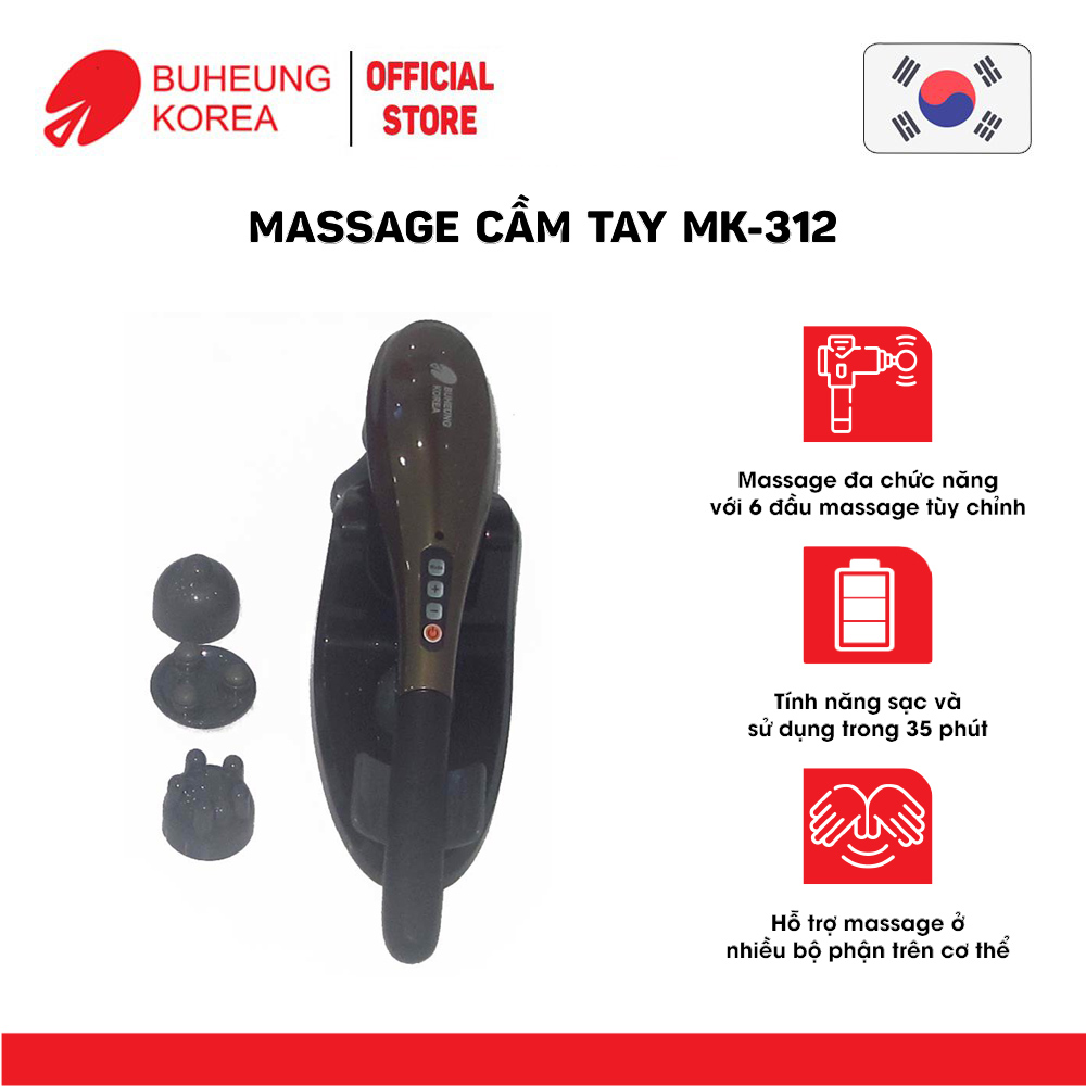 Máy Massage cầm tay Buheung MK-312, 7 cấp độ, 11 đầu massage, bảo hành chính hãng 12 tháng