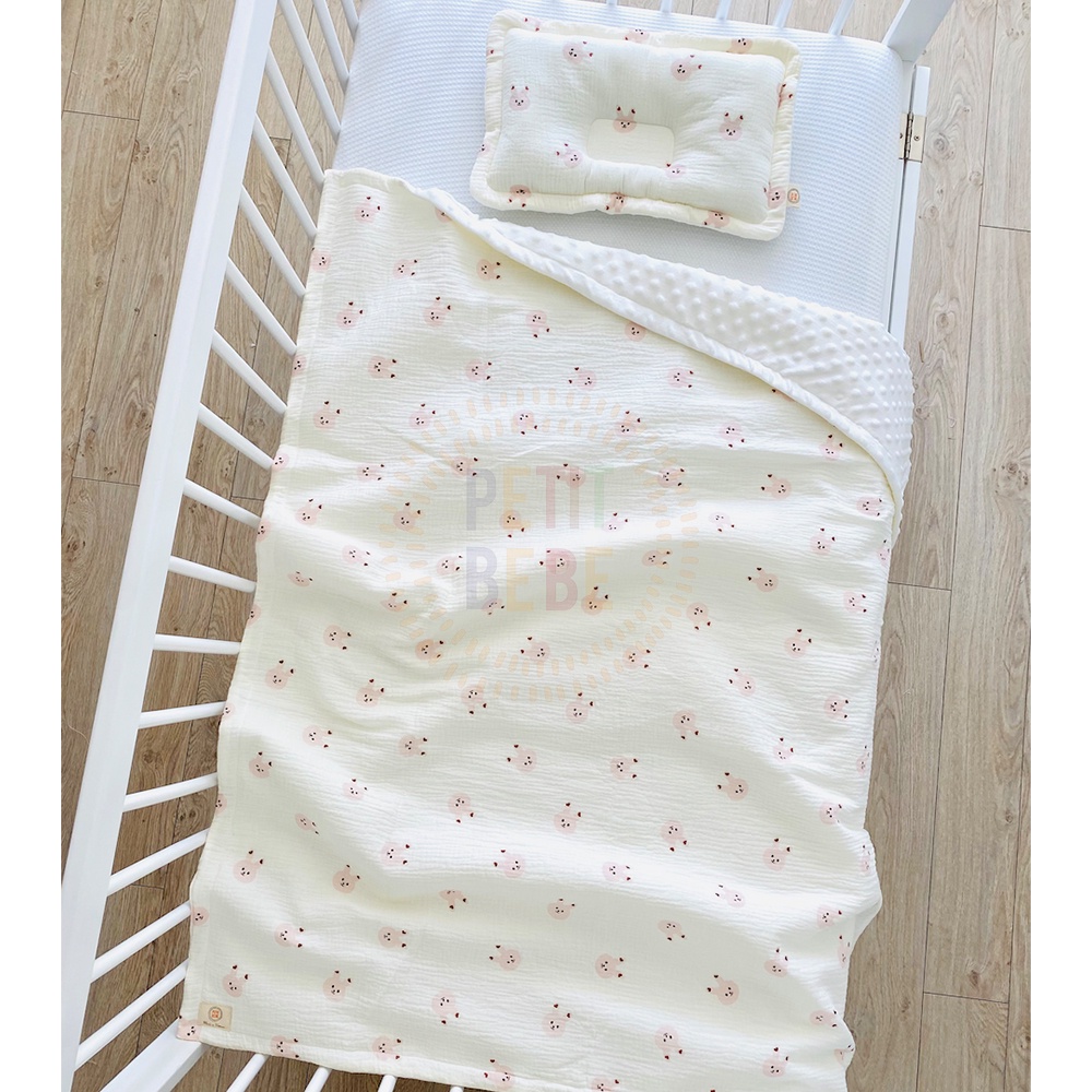 Chăn chần bông siêu nhẹ cho bé PETIT BEBE muslin thấm hút thoáng khí họa tiết đáng yêu