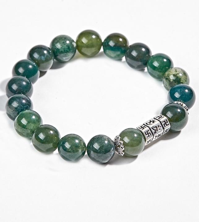 Vòng Đá Chalcedony Phối Charm Lục Tự Lục Giác