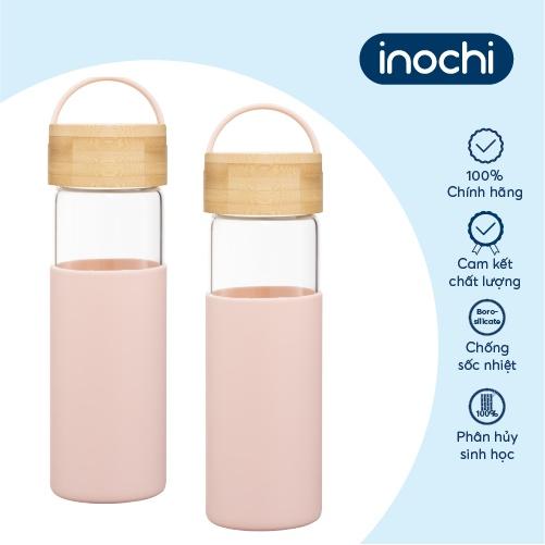 Bình nước thuỷ tinh bọc silicon Inochi - Nikko 550 ml