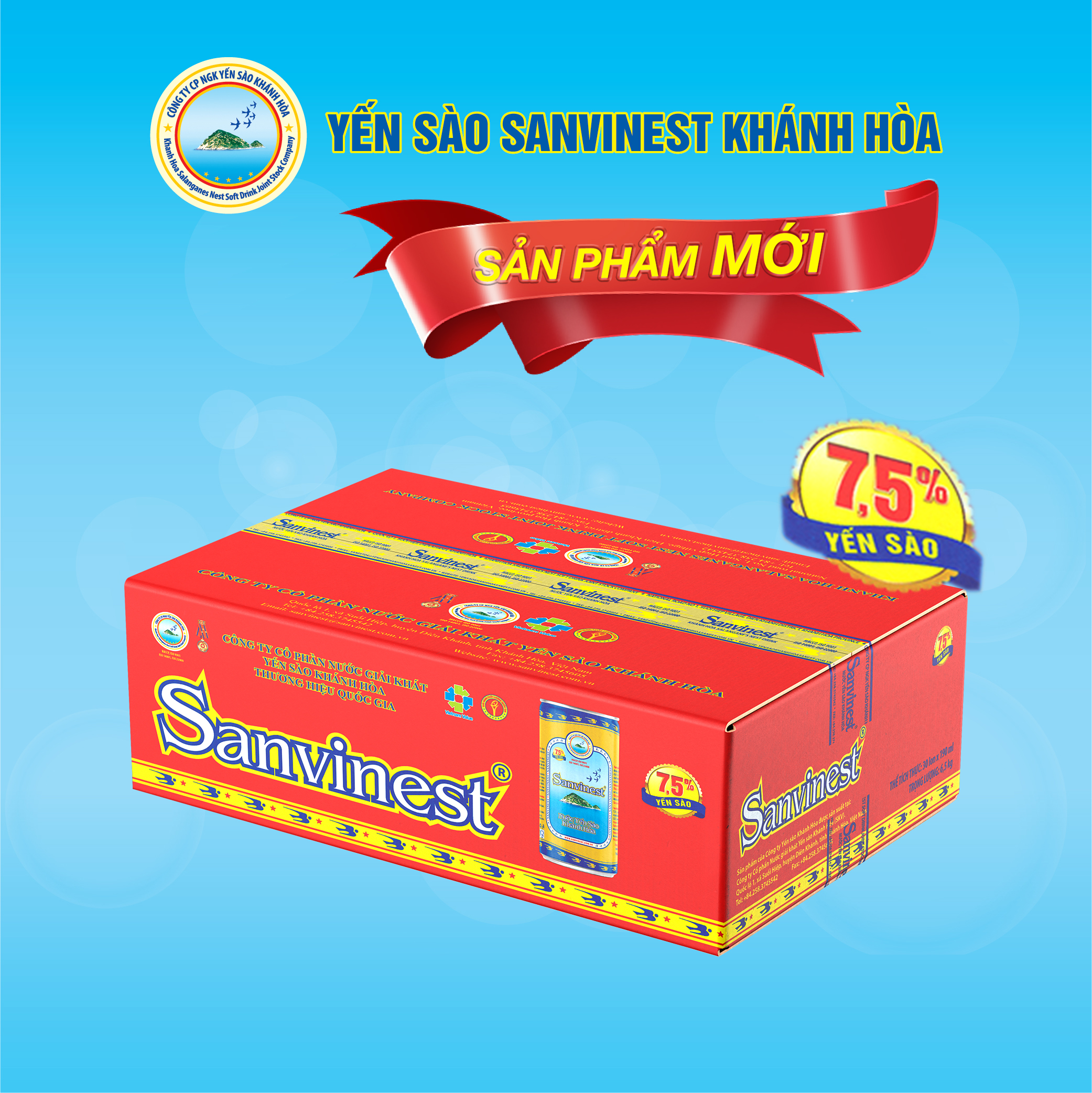 [Thùng 30 lon] Nước Yến sào Sanvinest Khánh Hòa đóng lon – S121T30