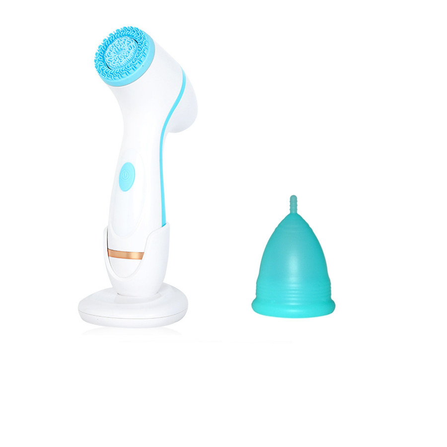 Máy rửa mặt xoay đảo 360 độ Facial Cleaner tặng kèm cốc nguyệt san