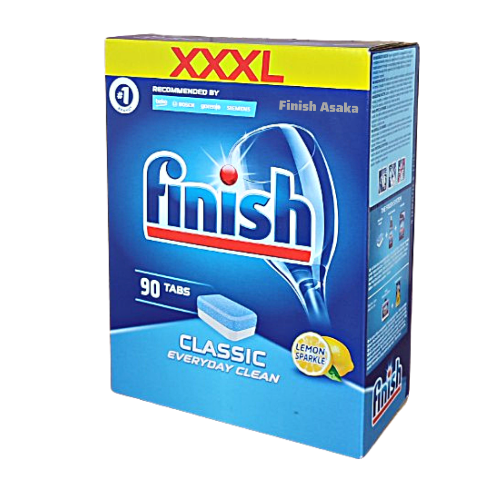 Combo rửa bát Finish: Nước làm bóng 1150ml, Muối hộp 4kg, Viên Classic hộp 90 viên - Chính hãng.