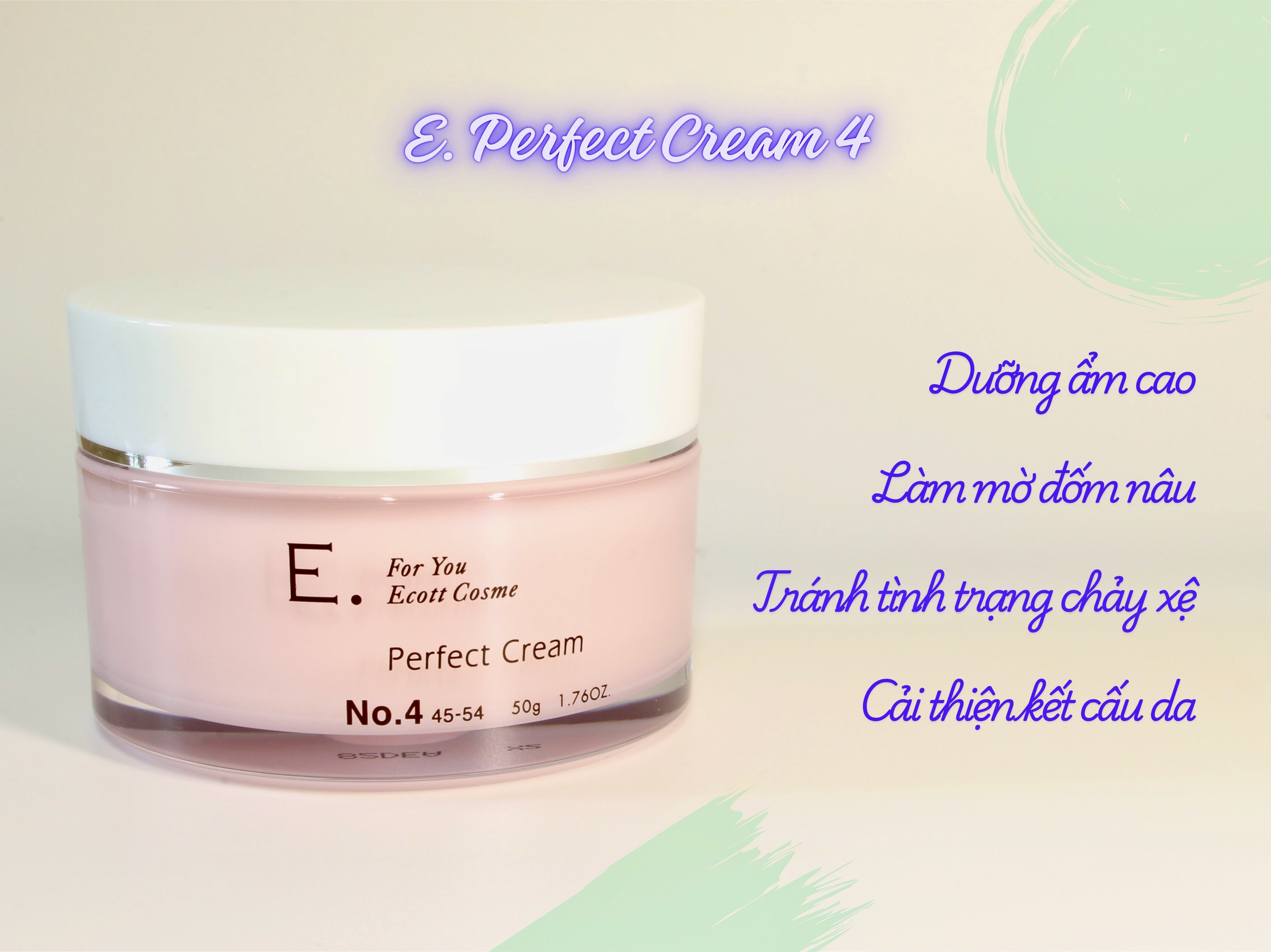 Kem dưỡng da organic Nhật Bản E. Perfect Cream 4, dạng gel, all in one, skincare