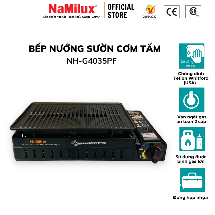 Bếp Nướng Tích Nhiệt NaMilux GM3053PF Size Lớn│BBQ, Camping, Dã Ngoạ│Vỉ Chống Dính Teflon - Whitford│Van An Toàn 2S Double Safety│Hàng Chính Hãng