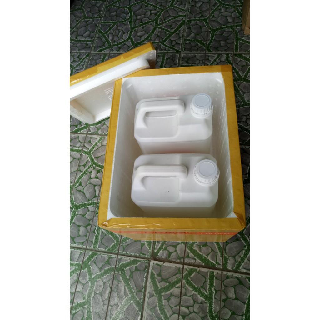 Combo Dung dịch tuyết, nước tuyết, thùng xốp 2 can nguyên liệu tạo tuyết 10 lit