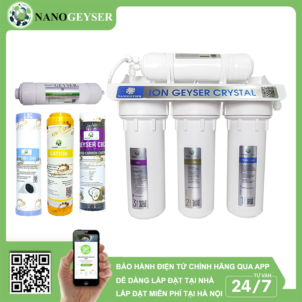 Máy lọc nước Nano Geyser ECO CRYSTAL 8 cấp công nghệ lọc UF - Hàng Chính Hãng