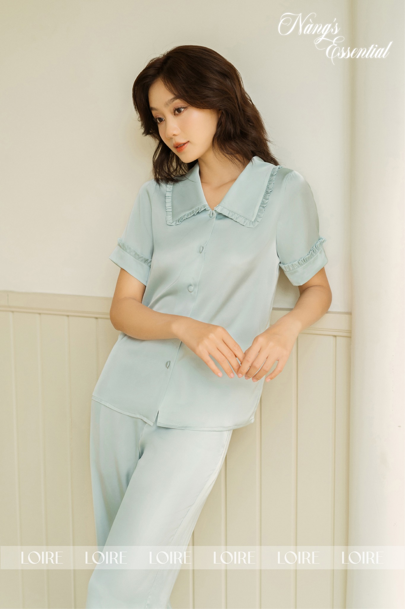 Bộ Pijama Dài Viền Bèo Basic PCD01