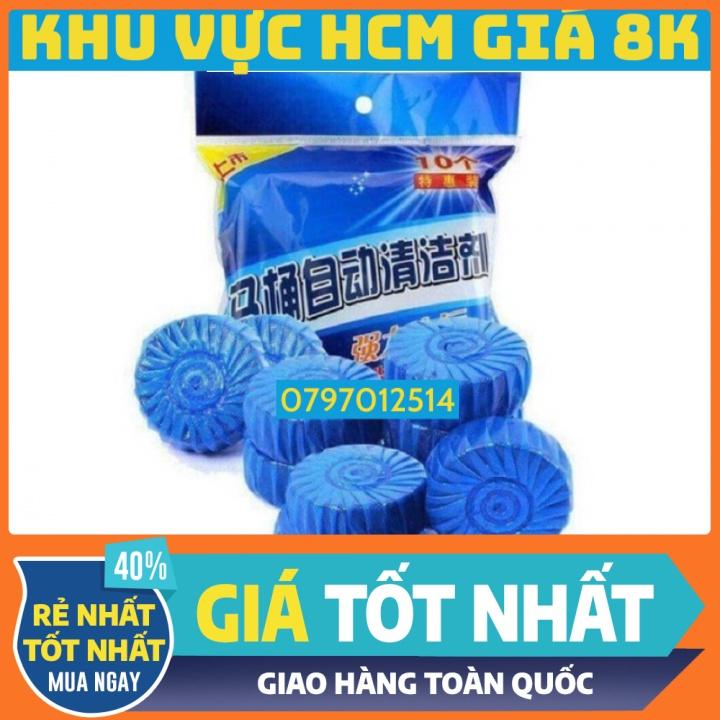 Gói 10 cục thả bồn cầu khử mùi hàn quốc, viên tẩy bồn cầu dạng túi xả nước xanh