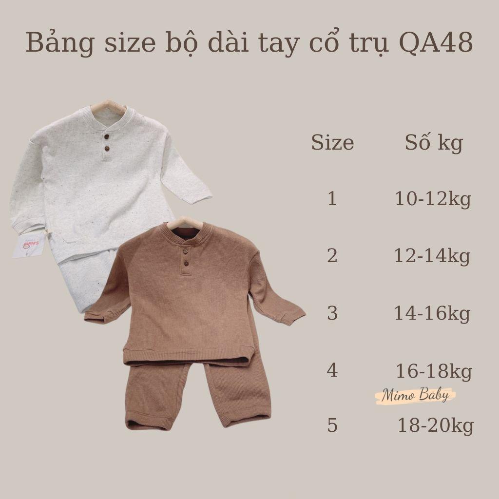 Hình ảnh Bộ quần áo dài tay cổ trụ chất liệu cotton tổ ong mùa thu đông cho bé QA48 Mimo Baby