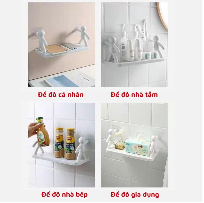 Kệ dán tường để đồ hình người Kệ dán tường để đồ nhà tắm nhà bếp đa năng hình người GD726-keNguoi độc đáo siêu dính tiện lợi