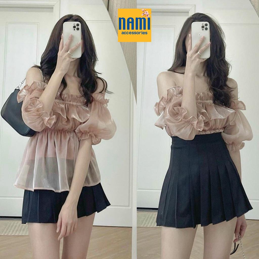 Áo Nhún Bèo Trễ Vai Tay Phồng Tiểu Thư Siêu Đáng Yêu Quyến Rũ Mặc Là Mê - ATNU036
