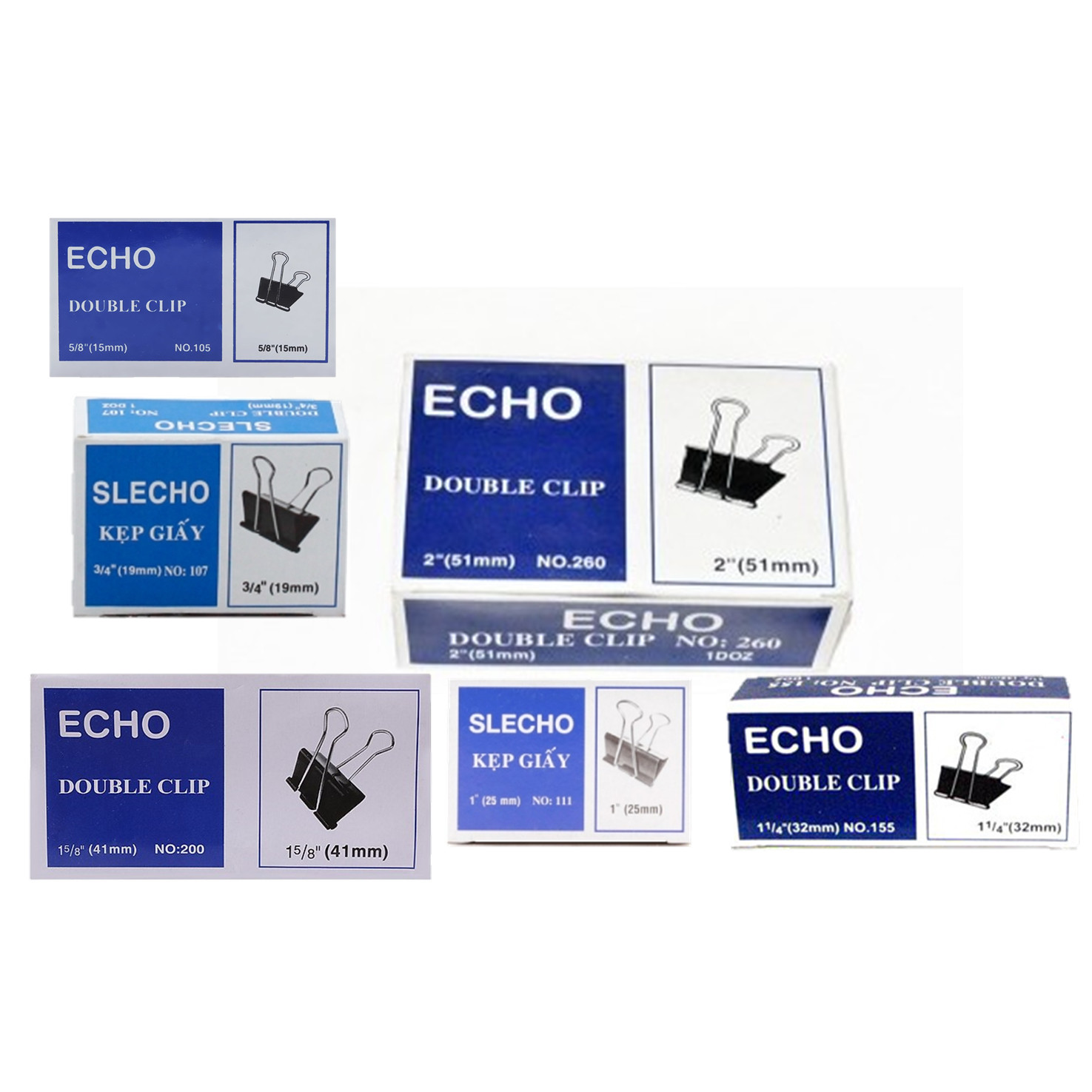 COMBO CÁC LOẠI KẸP BƯỚM ECHO 15mm, 19mm,25mm,  32mm, 41mm, 51mm