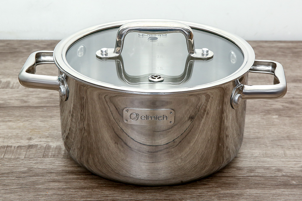 Bộ nồi inox liền khối Elmich Trimax ECO EL-8001 size 18, 20, 26cm - Tiêu chuẩn Châu Âu - Sử dụng cho mọi loại bếp