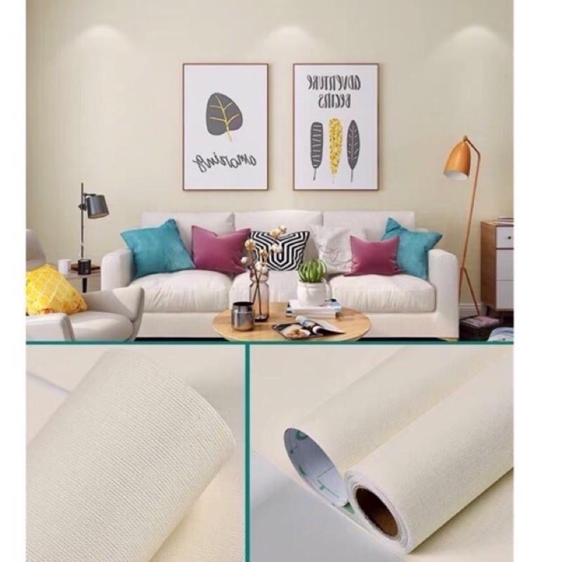 Giấy dán tường màu trơn đơn sắc có keo sẵn 10m x 45cm