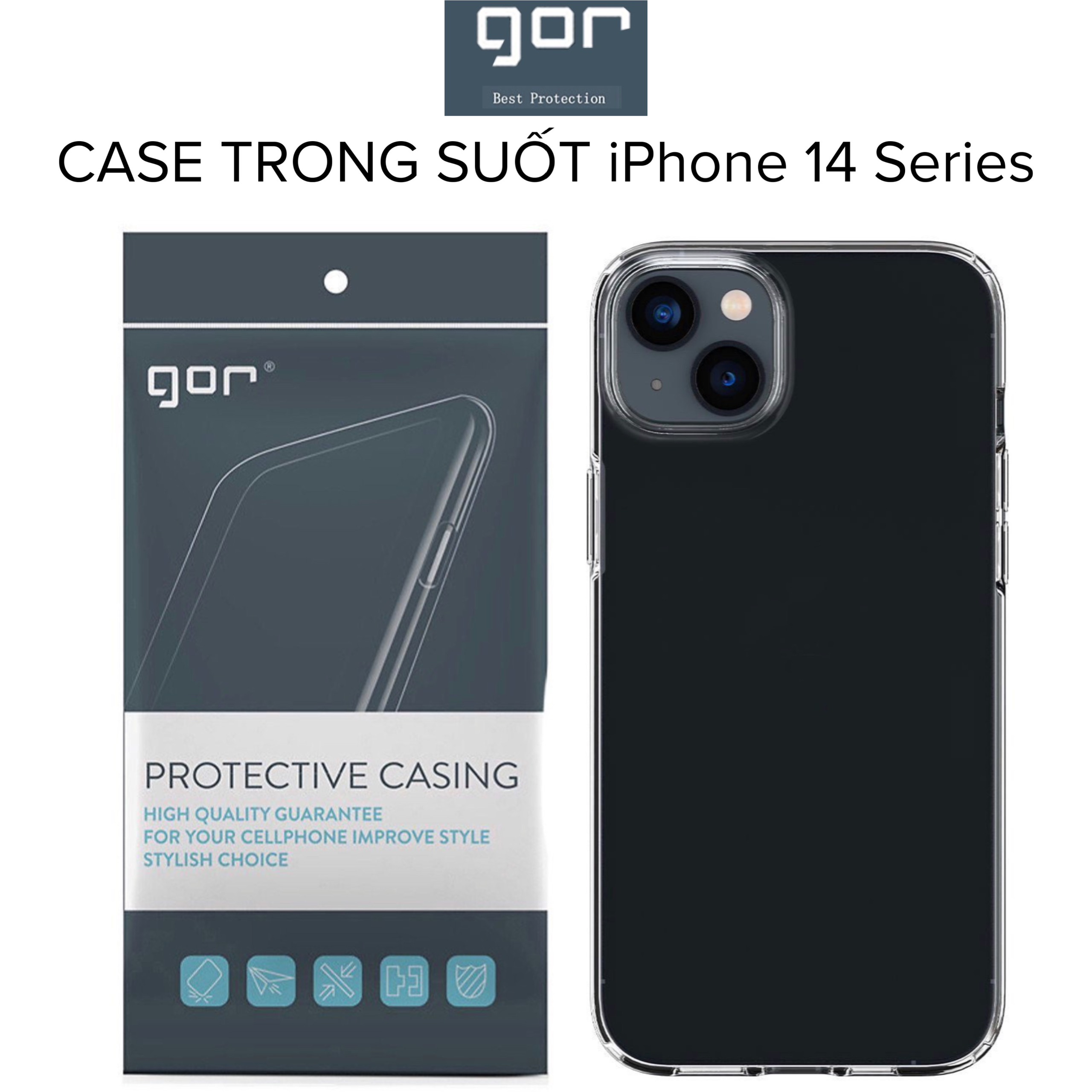 Ốp Lưng Trong Suốt Gor Tpu Dành Cho Iphon.e 14 14 Plus 14 Pro 14 Promax - Hàng Chính Hãng - Iphone 14 Promax