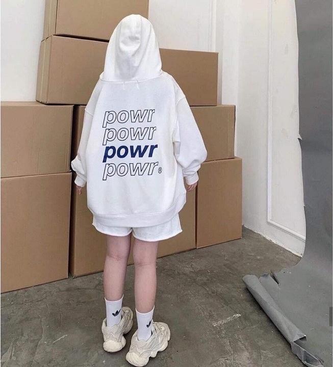 Áo khoác thun nỉ ngoại in POWR
