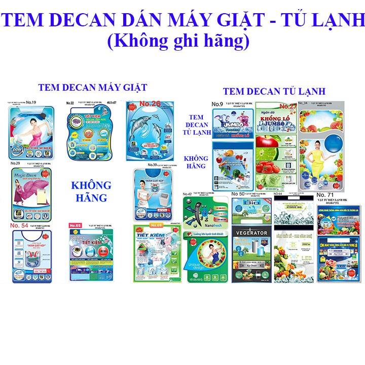 TEM DECAN DÁN MÁY GIẶT - TỦ LẠNH dùng băng dính 2 mặt - Không ghi hãng