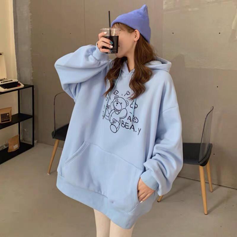 Áo Hoodie Nỉ Bông in Gấu TEDDY Form rộng Unisex Nam Nữ Couple Chất Nỉ Bông Mịn Ulzzang KUN