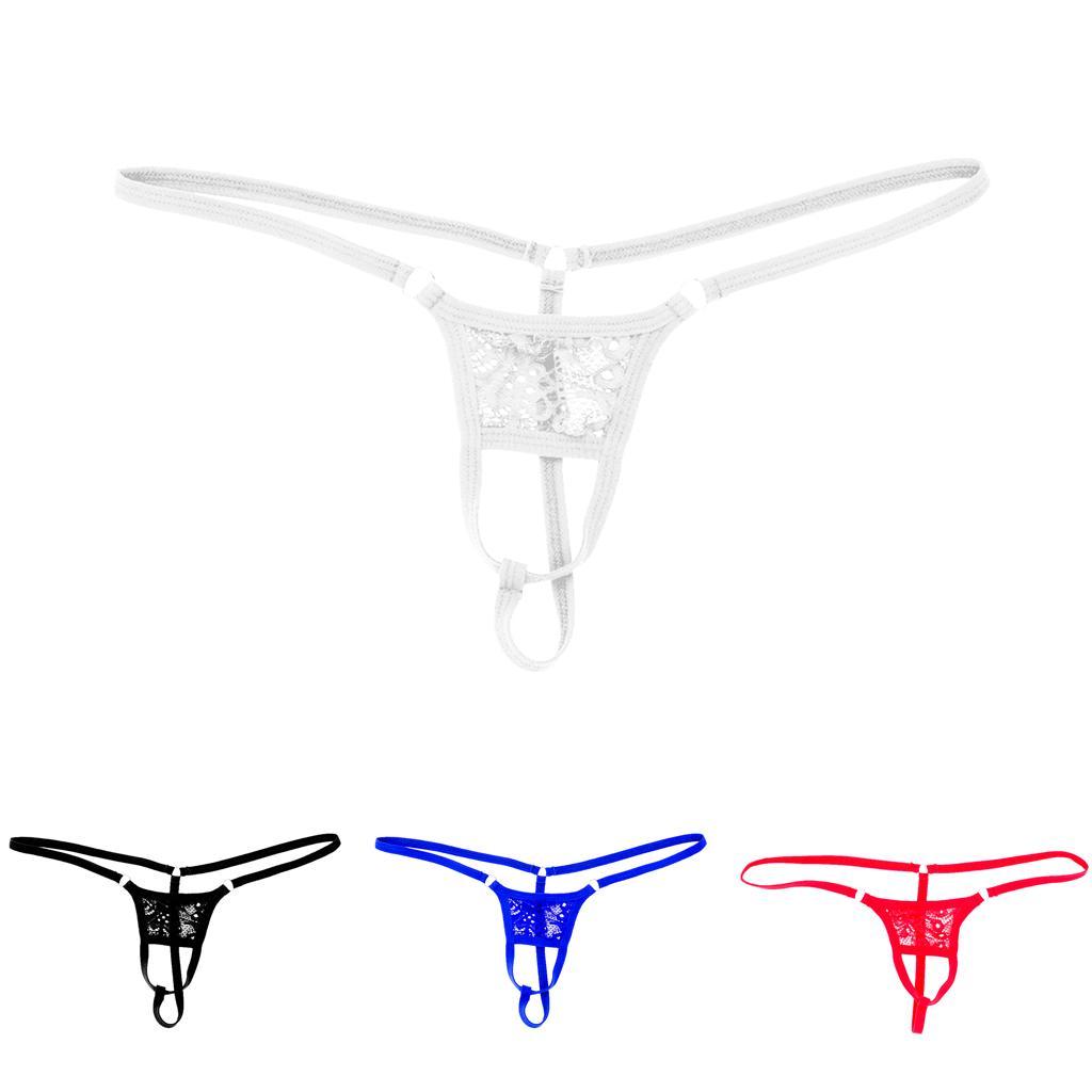 2-6pack Men's Open Front Breathable G-String Underwear Pouch Brief Thong White