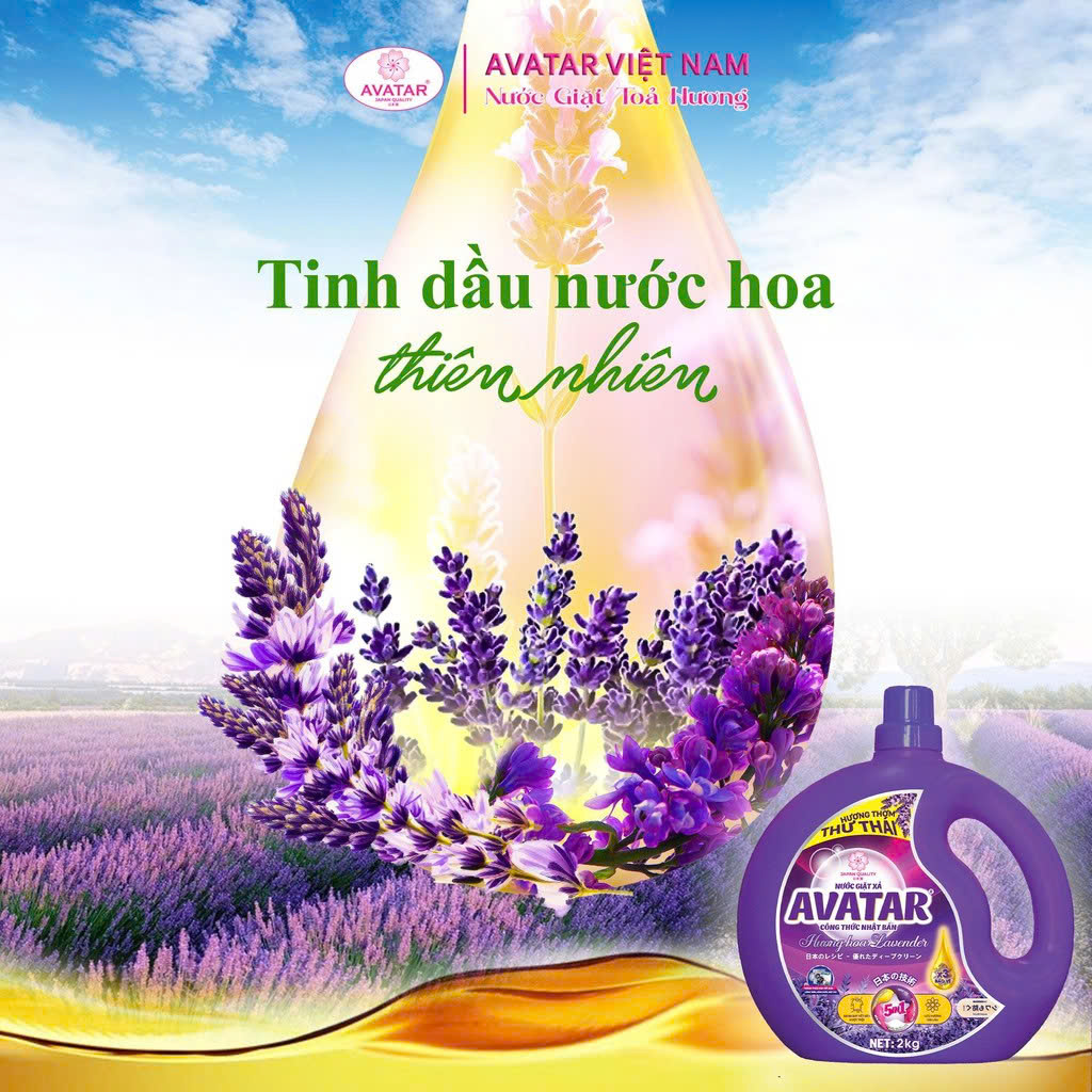 Combo 2 Can Nước Giặt Xả Vải Avatar Hương Lavender 4kg