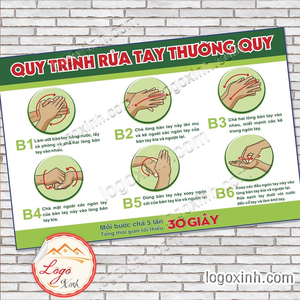 Logo Tem Sticker Quy Trình Rửa Tay Thường Quy, Các Bước Rửa Tay Đúng Cách Để Phòng Dịch Bệnh - Wash Hand Instruction