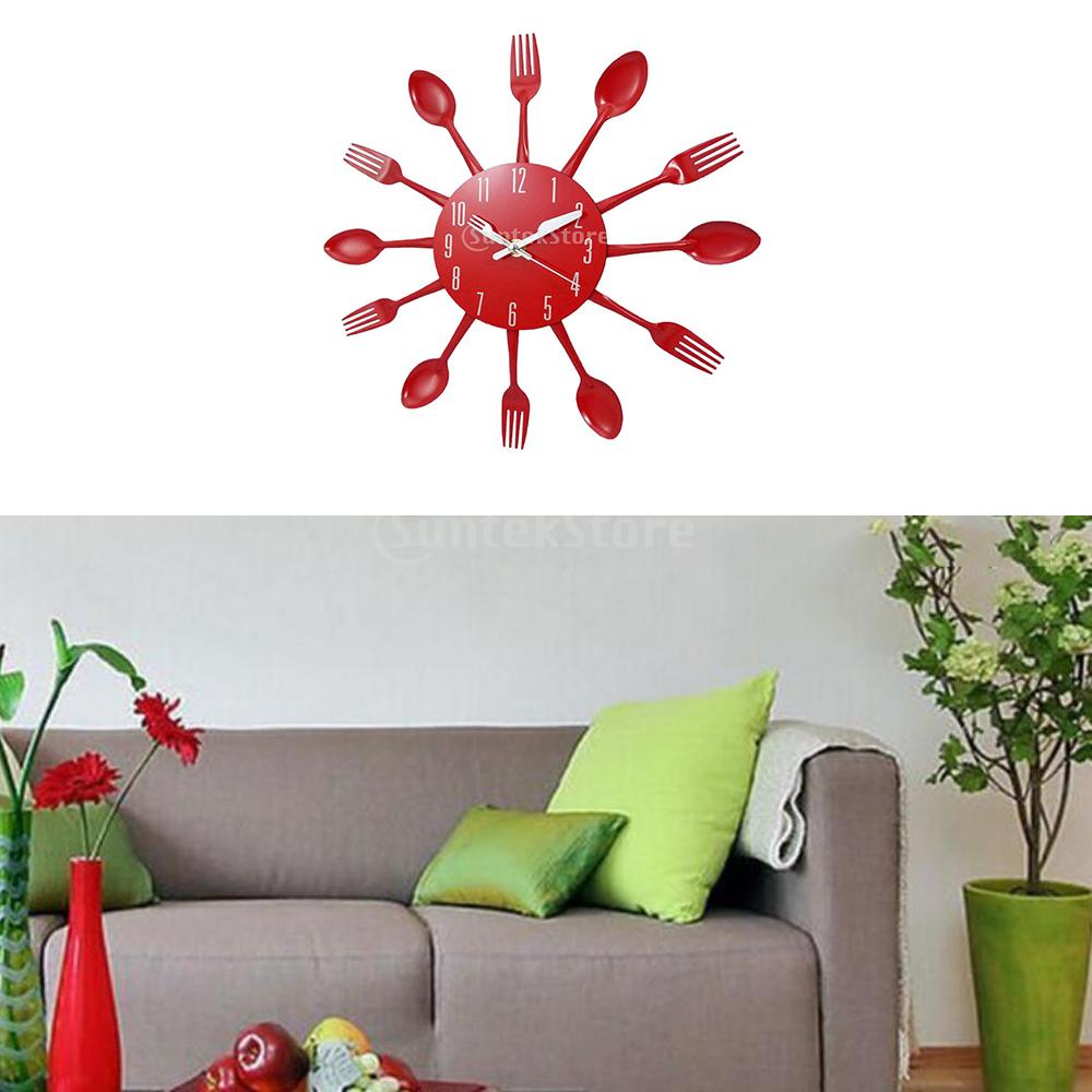 Kitchen Wall Clock Spoon Fork Wall Wall Sticker Room Home Decoration