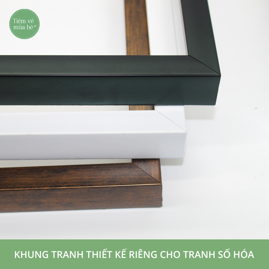 Khung ngoài tranh số hóa (Tranh tô màu theo số) Kích thước 40x50cm 3 màu cơ bản