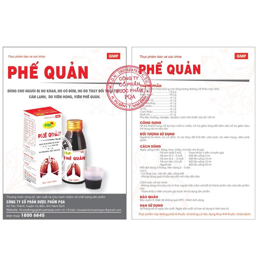 Siro Phế Quản PQA Thành Phần Từ Thiên Nhiên Giúp Bổ Phế, Ho Hộp 125ml