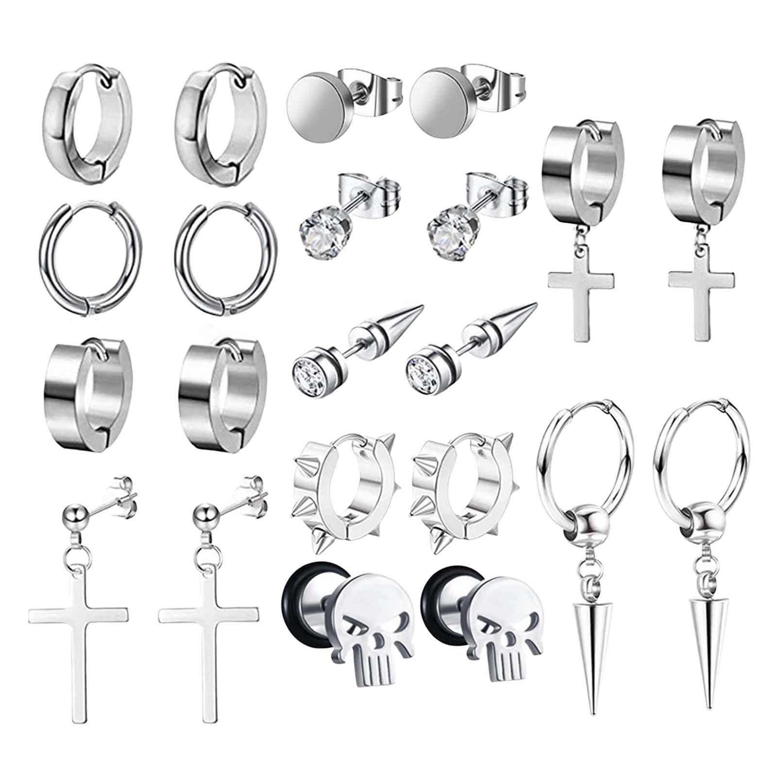 Cross Dangle Earrings Long Chain Stud Dangle Earrings Set for Men Women Prom