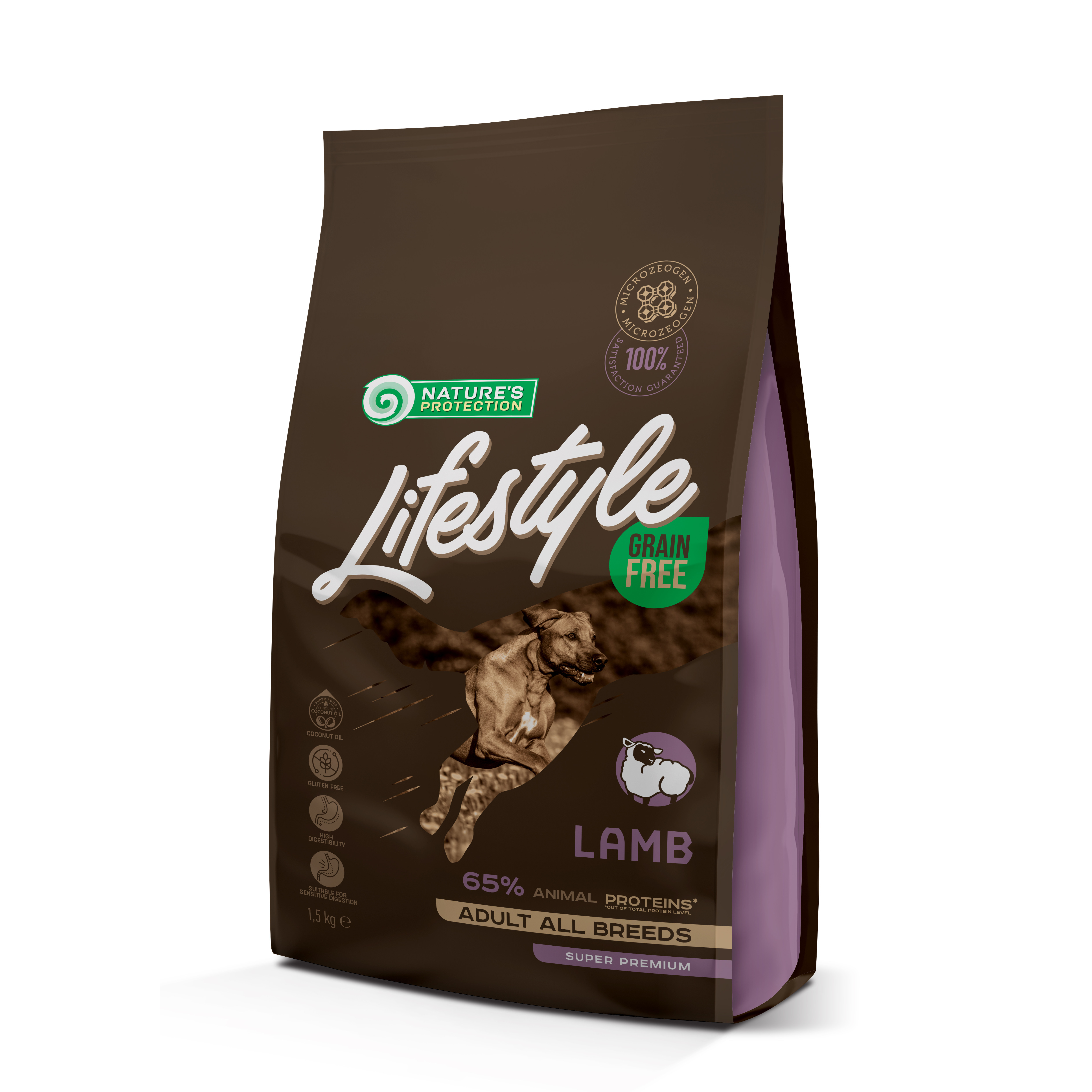NATURE‘S PROTECTION LIFESTYLE Grain Free Lamb, 1.5kg/túi. Thức ăn không ngũ cốc bổ sung thịt cừu dành cho dành cho chó trưởng thành thuộc tất cả các giống chó