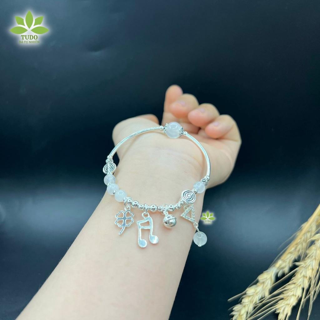 Vòng Phong Thủy Mệnh Thủy, Kim TUDO VCBMOON AG925 Charm Nốt Nhạc, Cỏ 4 Lá May Mắn, Tam Giác B43K700