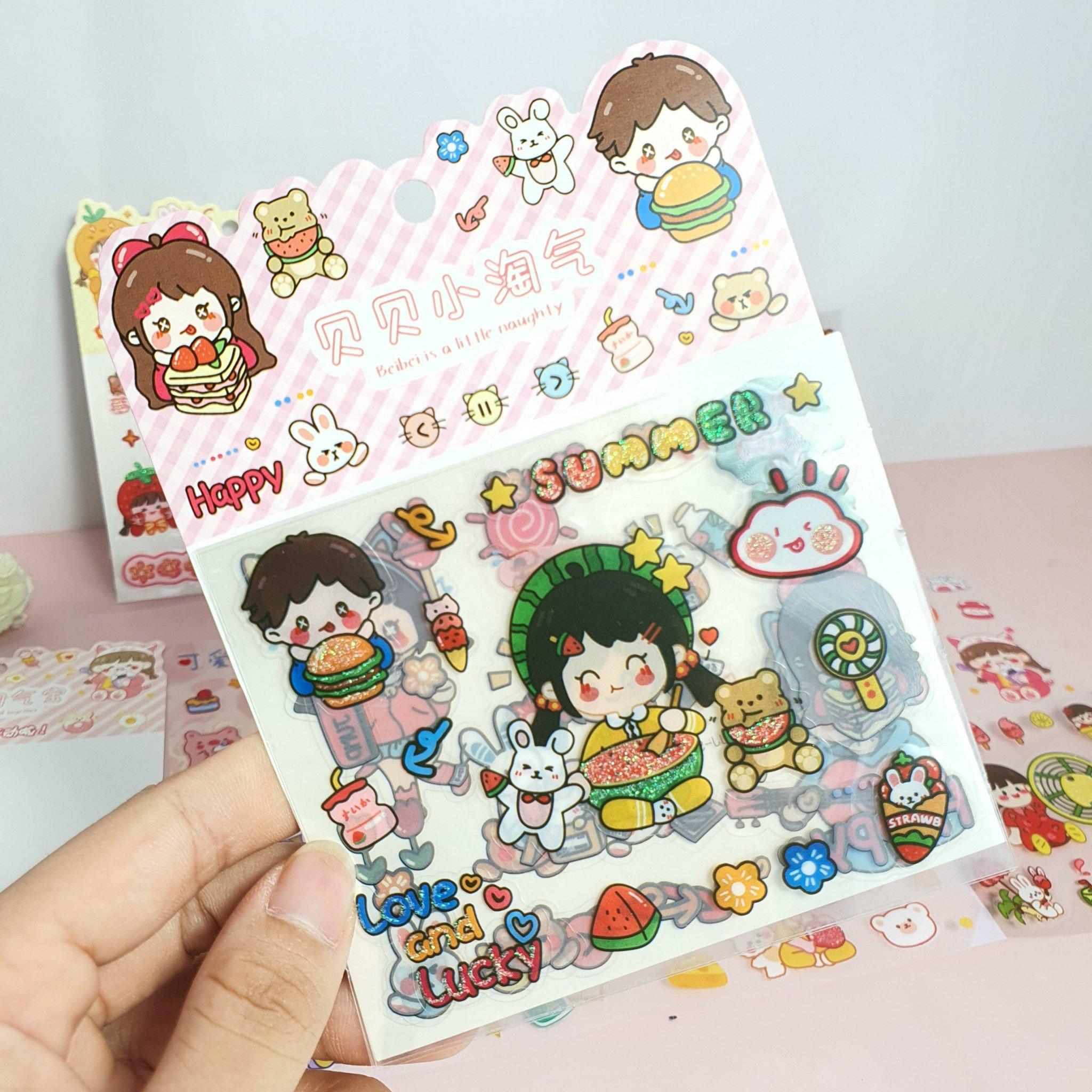 Sticker vỉ 20 hình dán cute / hình dán dễ thương theo chủ đề