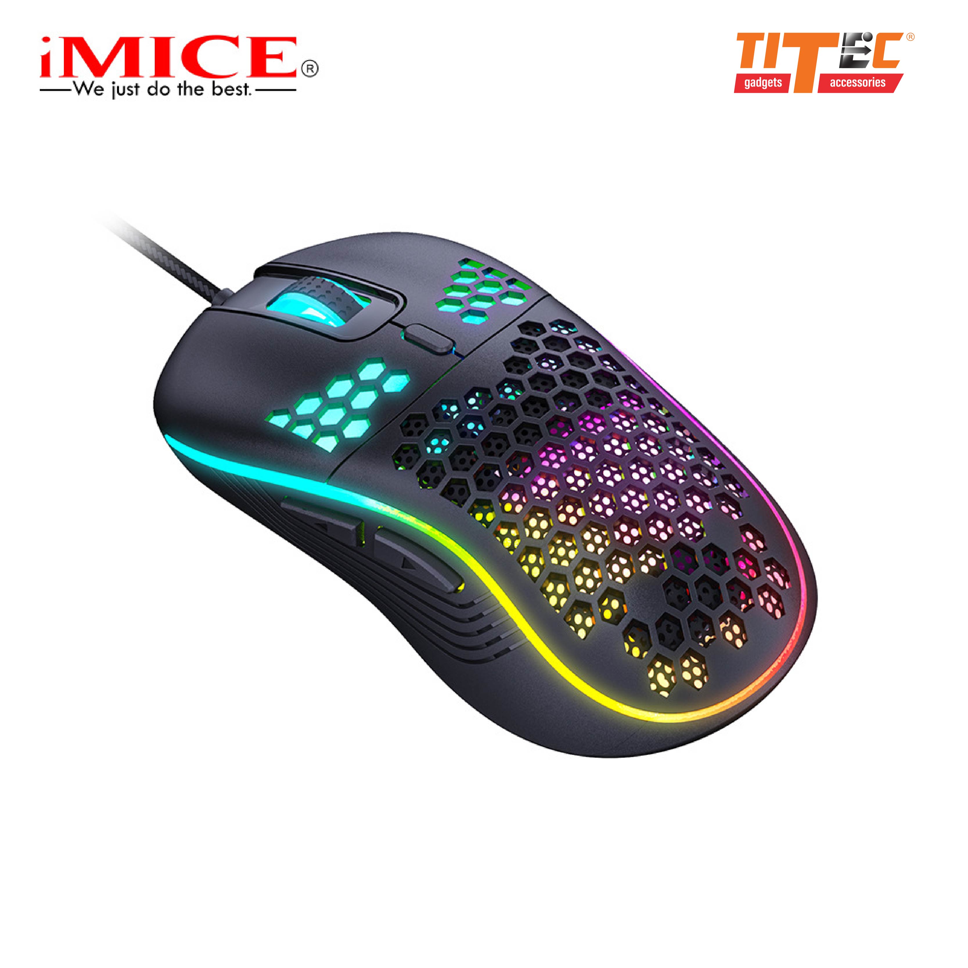 Chuột chơi game IMICE T98 kết nối USB dây dù 1m độ phân giải 1200/1600/2400/3600/7200DPI - hàng chính hãng