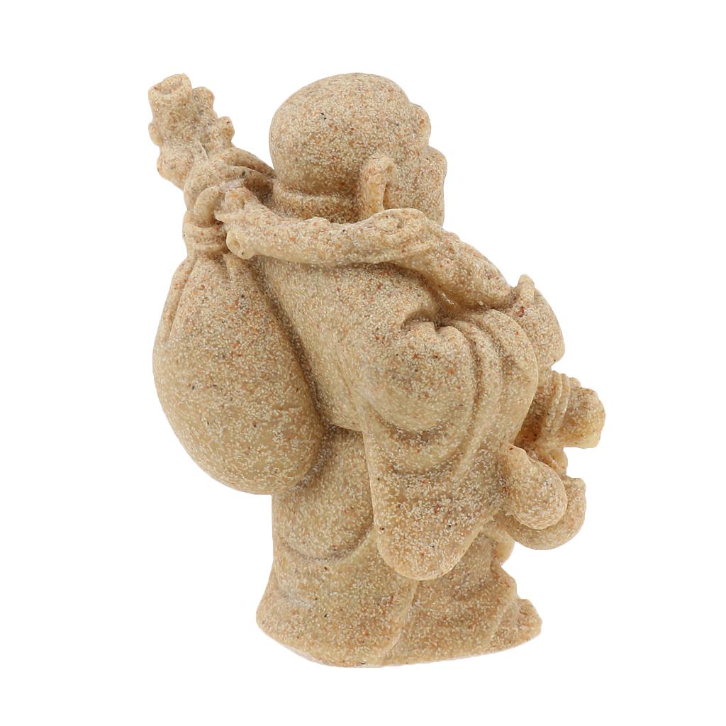Generic Sandstone Maitreya Happy Smile Buddha Statue Sculpture Hand Carved Figurine