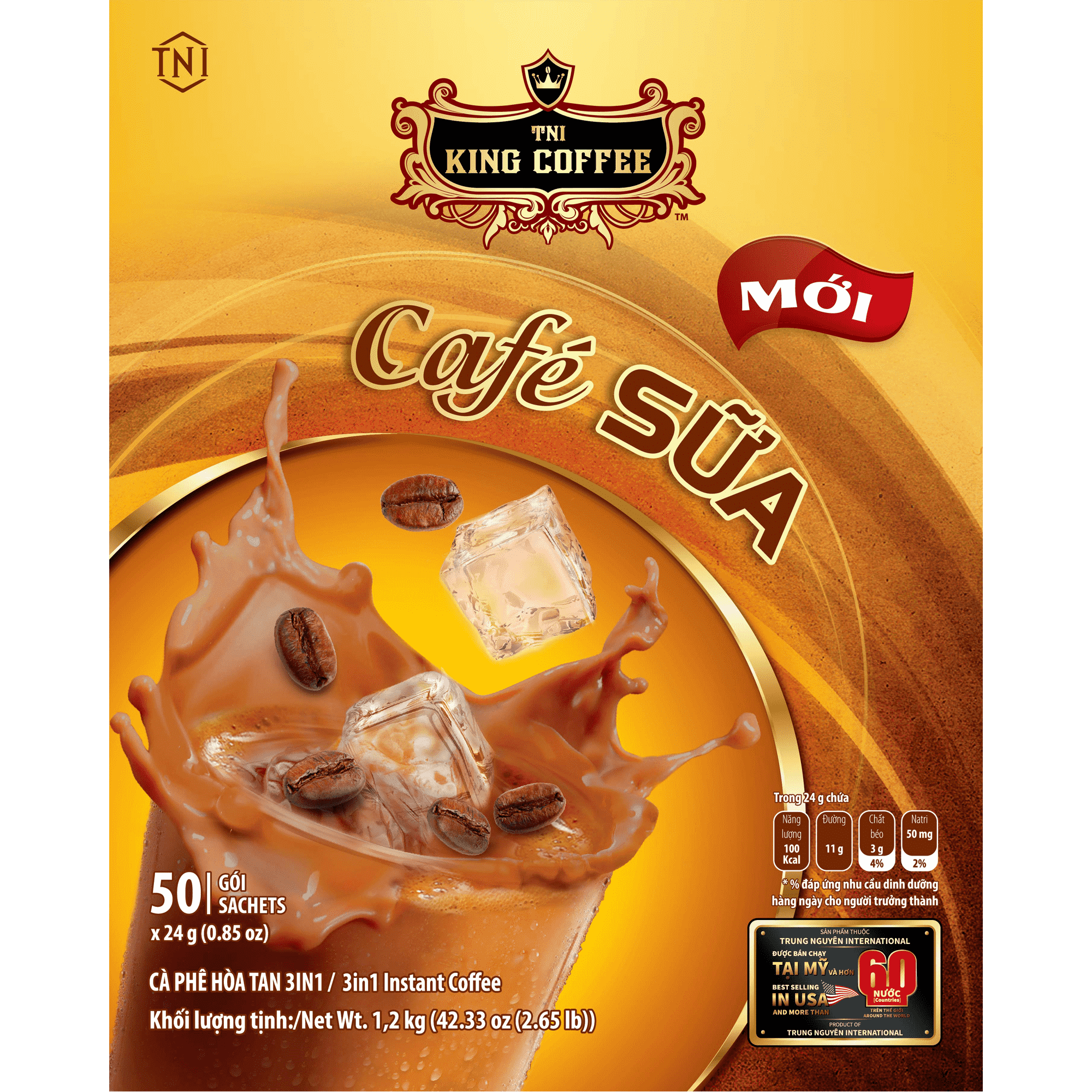 Cà Phê Sữa Hòa Tan 3IN1 KING COFFEE - Túi 50 gói x 24g