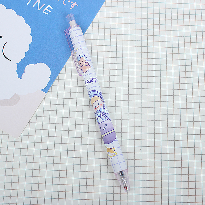 Bút gel bấm mực đen Màu tím phi hành gia Dễ thương ngòi 0.5mm xinh xắn phụ kiện văn phòng phẩm BDC