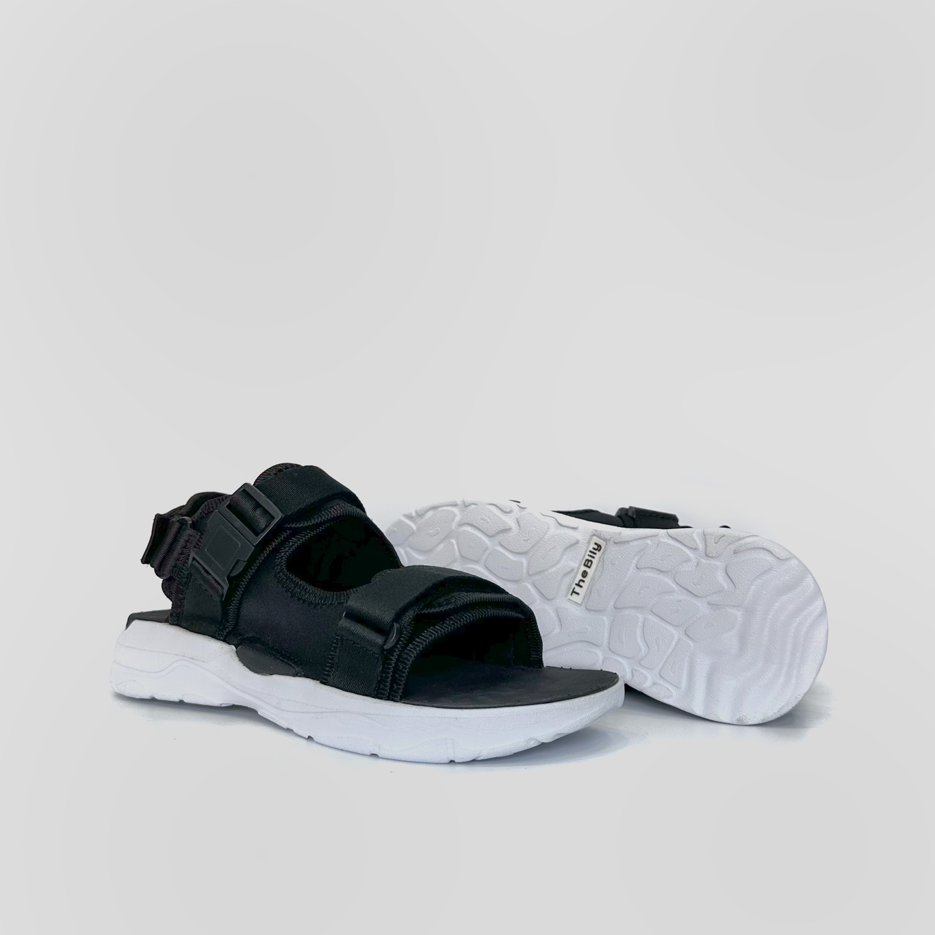 Giày Sandal Nam Nữ Unisex The BiLy Quai Ngang Dây Dù Đế IP Siêu Êm Nhẹ Đế Trăng Màu Đen- BLDT07 Đen