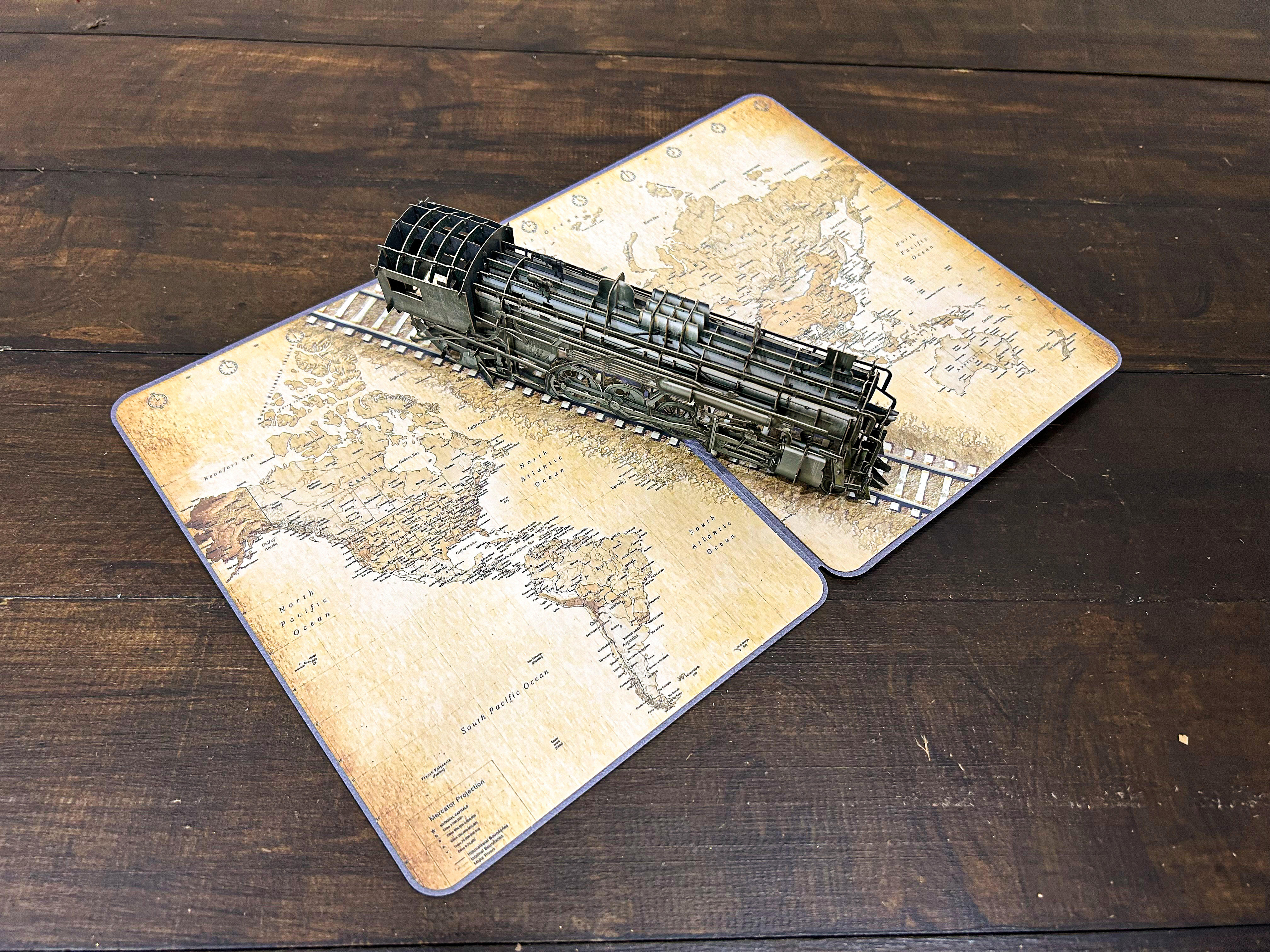 H34 -  Thiệp 3D Tàu Hỏa Cổ Điển – Vintage Steam Train – Pop Up Card Viethands Giftshop