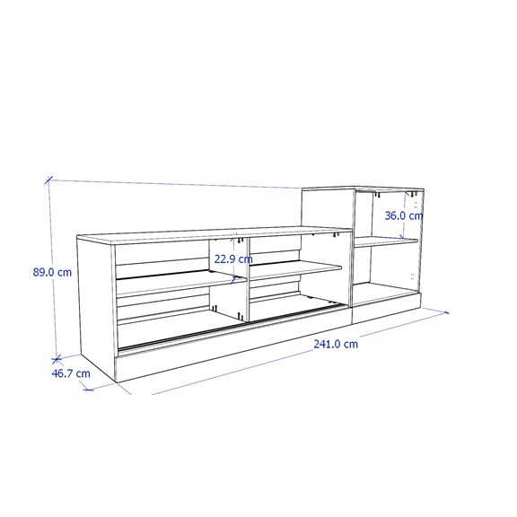 BODO, COMBO Kệ TV kèm tủ lưu trữ đồ dùng STO_083, 241x47x89cm