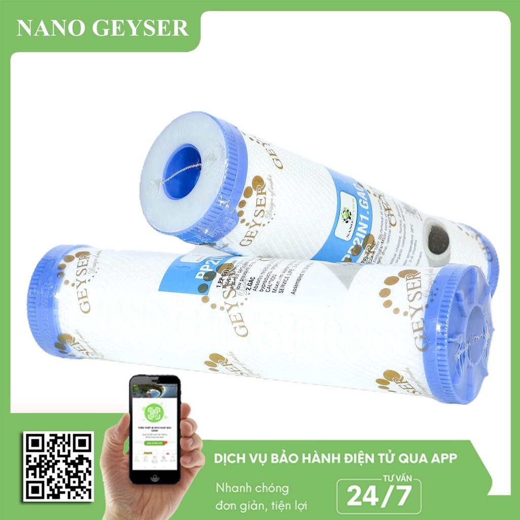 Bộ 2 lõi lọc nước 12 dùng cho các dòng máy NANO và UF, Lõi PP.2IN1.GAC, Cation - Hàng Chính Hãng