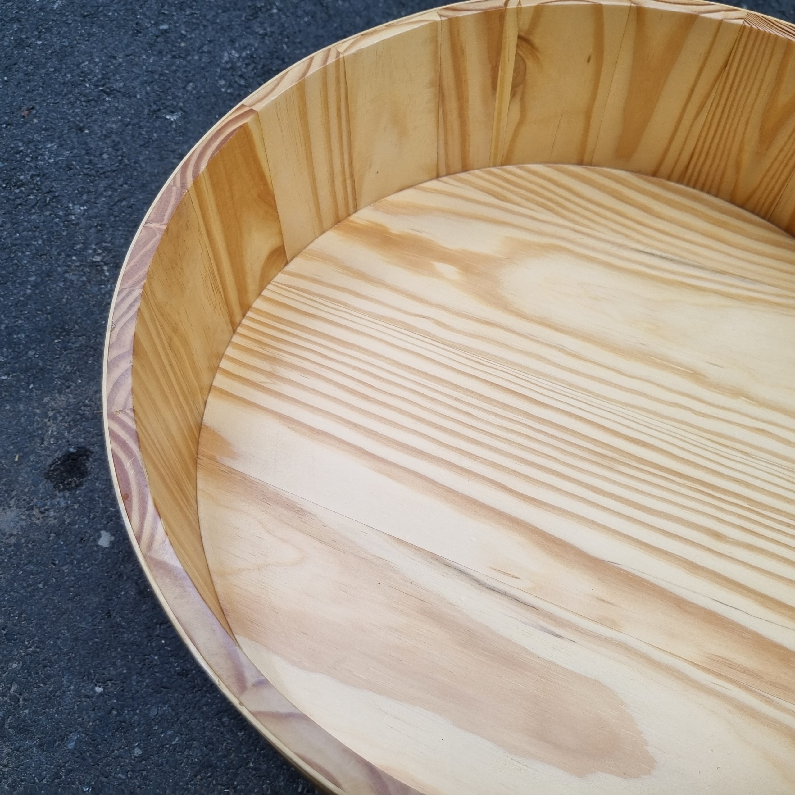 Thố gỗ đánh cơm Sushi _ Thố gỗ trang trí Sashimi Φ 40cm - Cao 15cm - Gỗ thông tự nhiên
