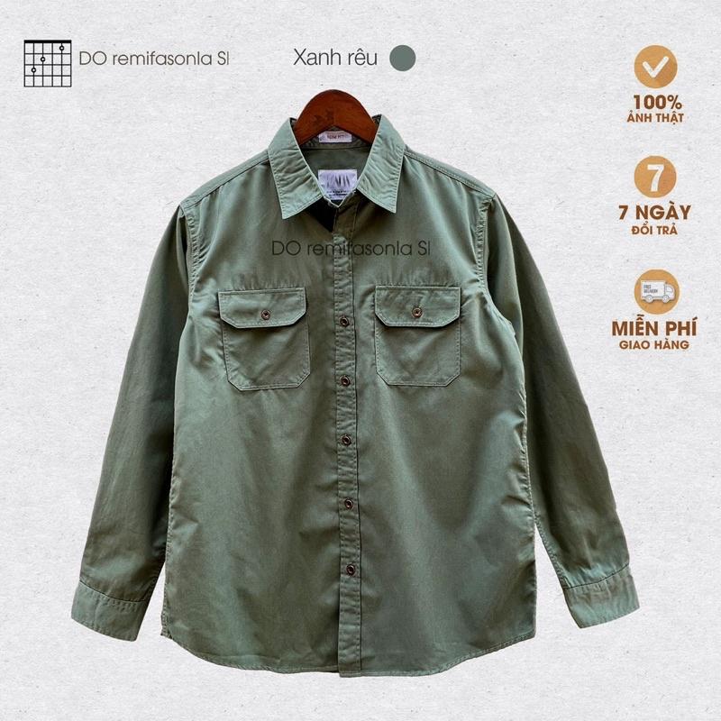Áo Sơ Mi Kaki Nam Dài Tay Túi Hộp Chất Kaki Cao Cấp - Áo Sơ Mi Màu Sắc Retro Dày Dặn Ảnh Thật